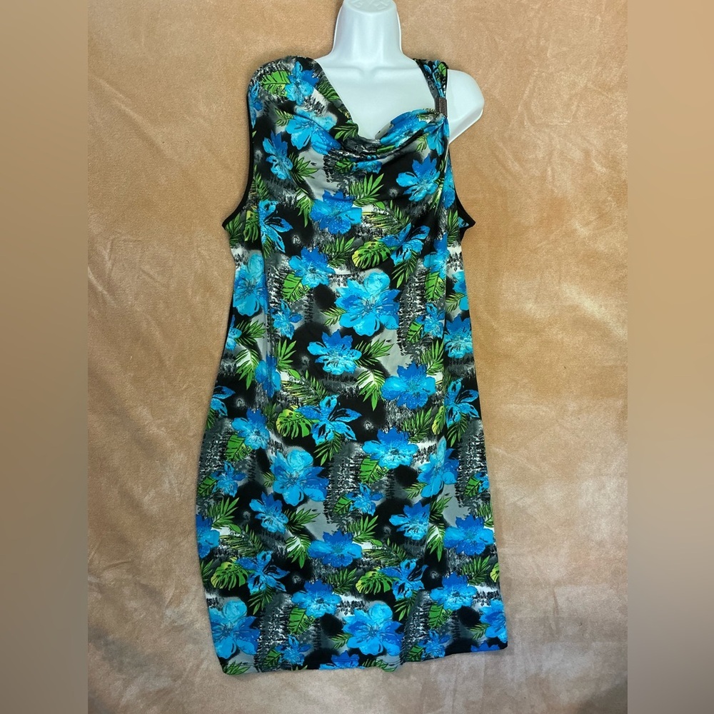 Ashley Stewart Blue and Green Floral Top